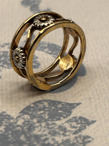 Vintage Clogau 9ct Yellow & White Gold Statement Daisy Ring