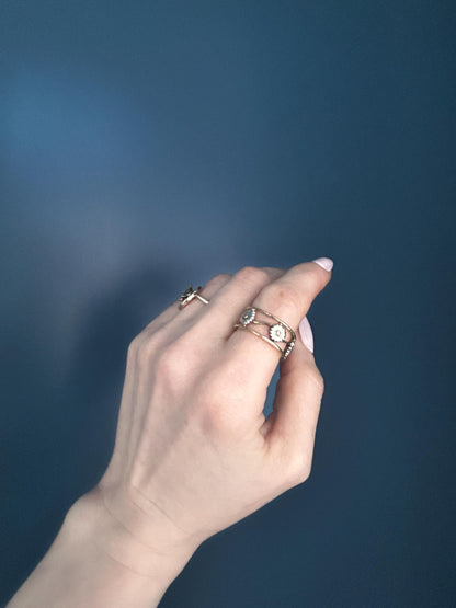 Vintage Clogau 9ct Yellow & White Gold Statement Daisy Ring