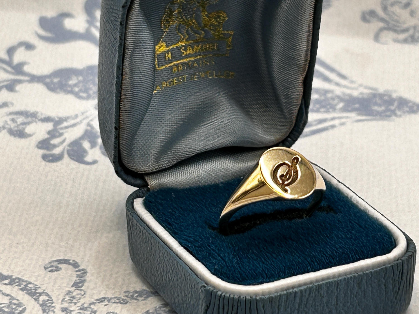 Vintage 14ct Solid Gold 'S' Initial Signet Ring - Dainty Signet Jewellery Size M / 6.5