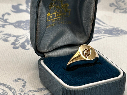 Vintage 14ct Solid Gold 'S' Initial Signet Ring - Dainty Signet Jewellery Size M / 6.5
