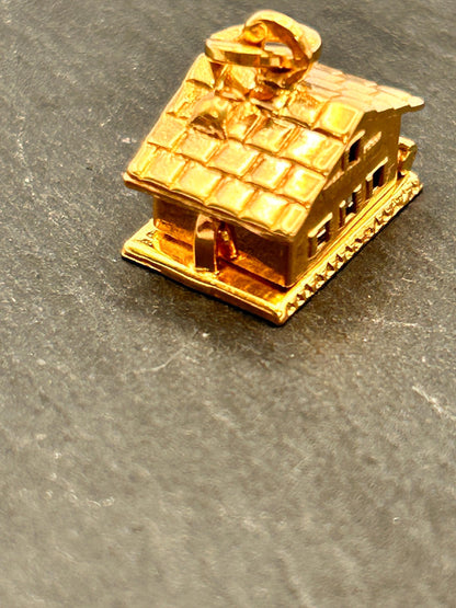 Vintage 18ct 'Home is where the heart is' Charm/ Pendant -collectors jewelry/heirloom - Unusual enamel