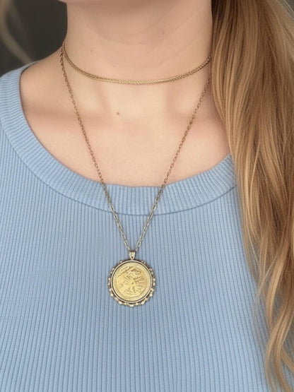 Vintage 1982 English Half Sovereign Coin Pendant with Chain 9ct Gold English Jewellery Heirloom