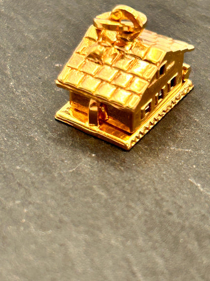 Vintage 18ct 'Home is where the heart is' Charm/ Pendant -collectors jewelry/heirloom - Unusual enamel