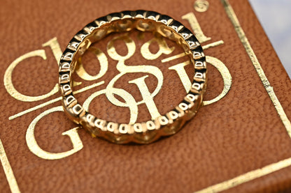 Vintage Clogau 9ct Gold Open Heart Stacking Ring Size P / 8 Pretty Dainty Band