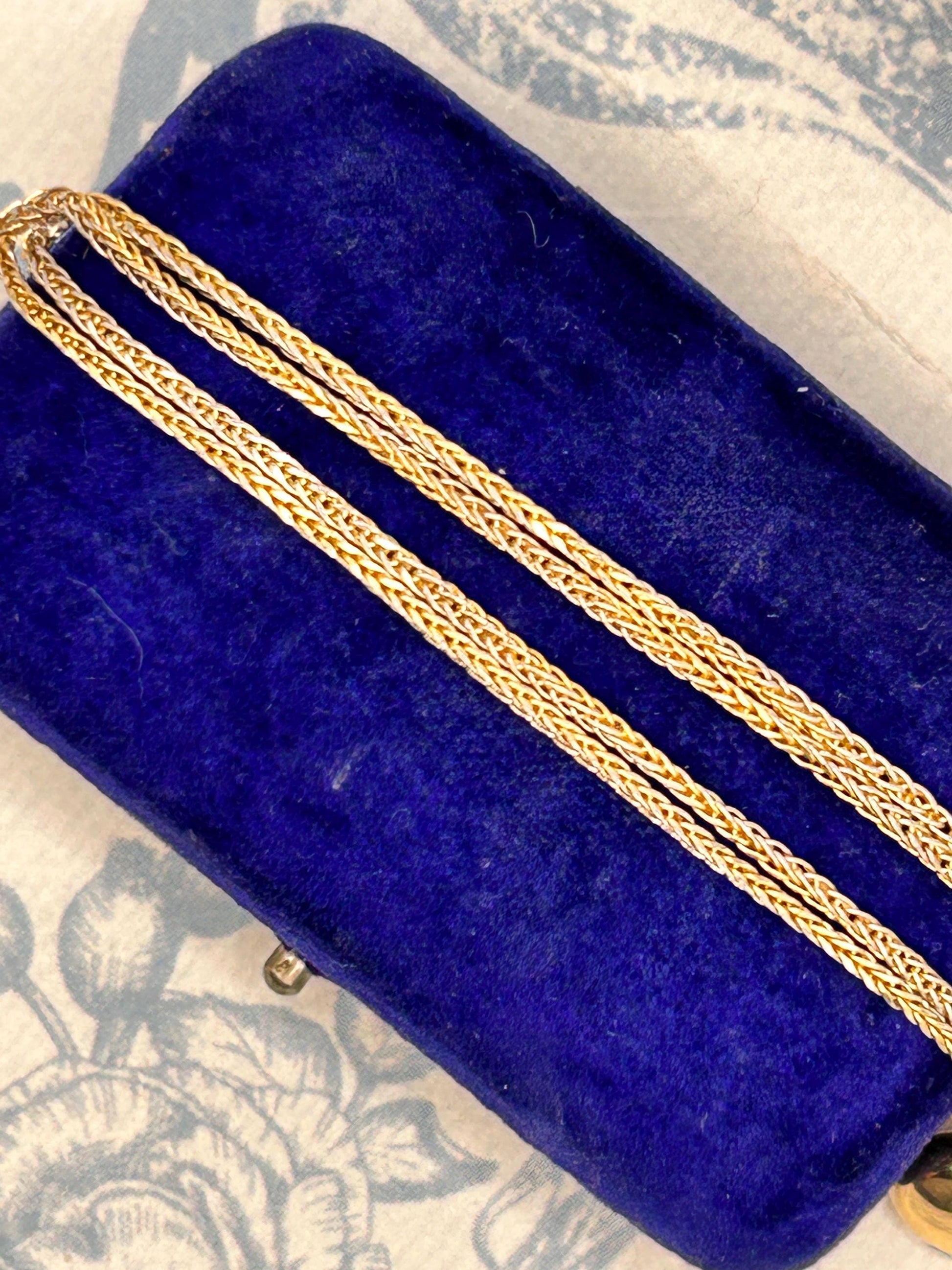 Vintage 18ct Gold Puffy Heart Pendant with Two-Toned Foxtail Chain