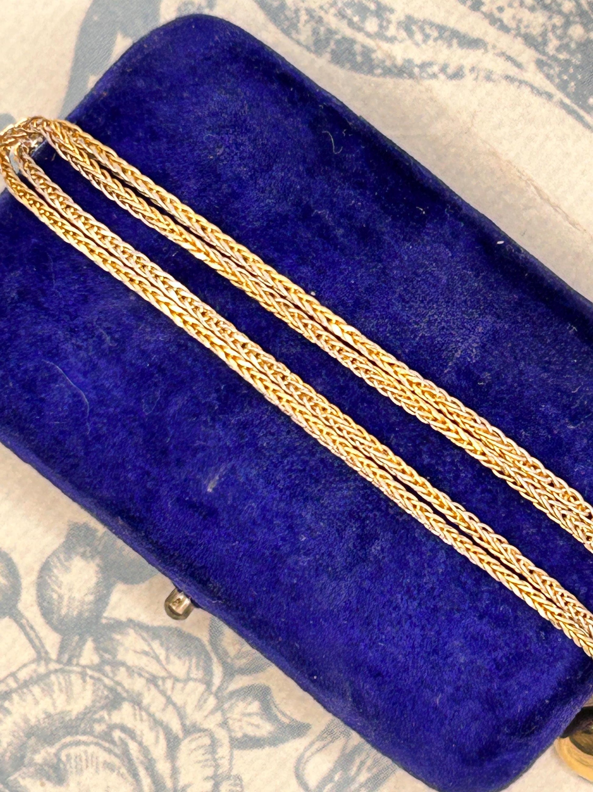 Vintage 18ct Gold Puffy Heart Pendant with Two-Toned Foxtail Chain