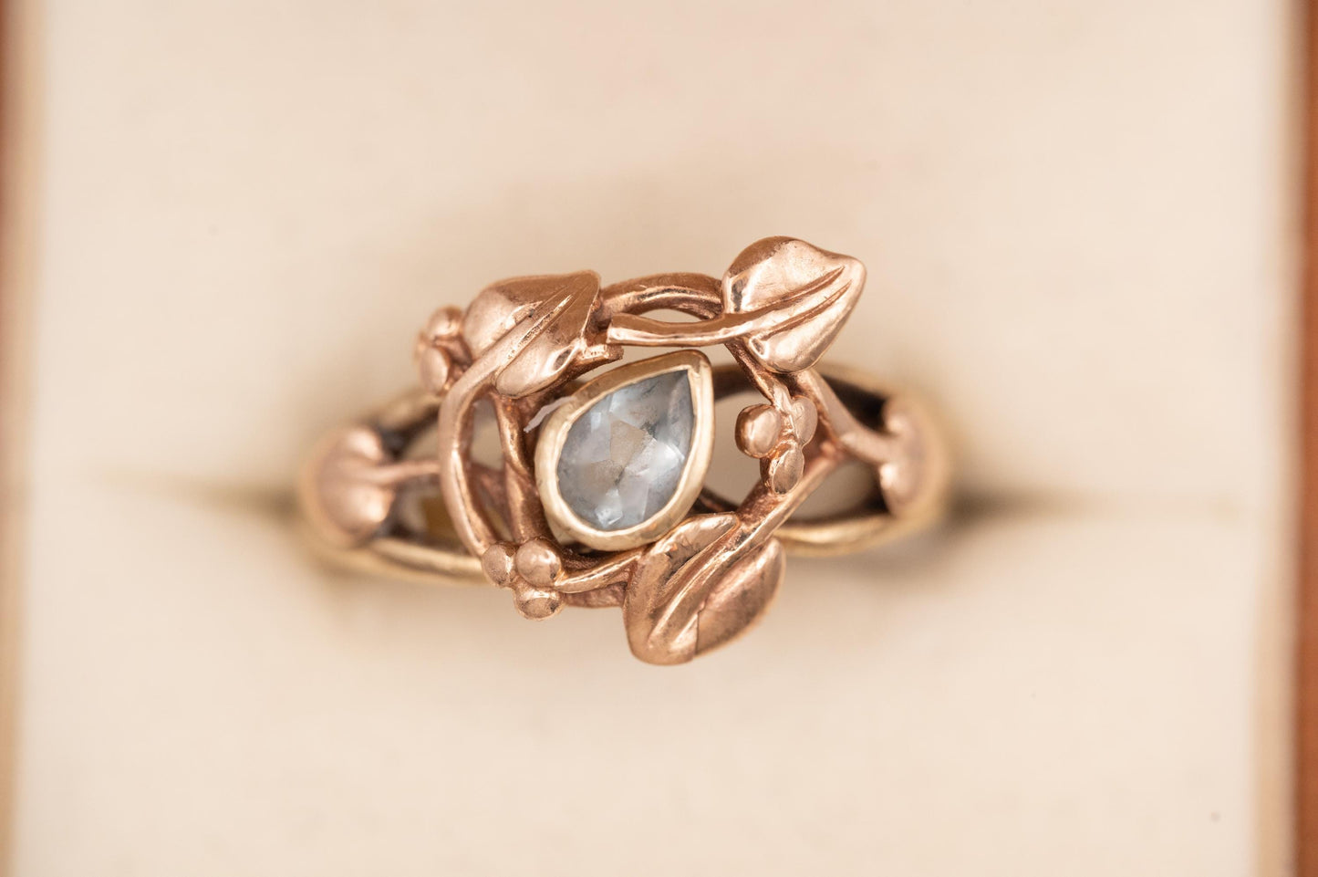 Vintage Clogau 9ct Gold Aquamarine Tree of Life Two Toned Ring Size O / 7.5