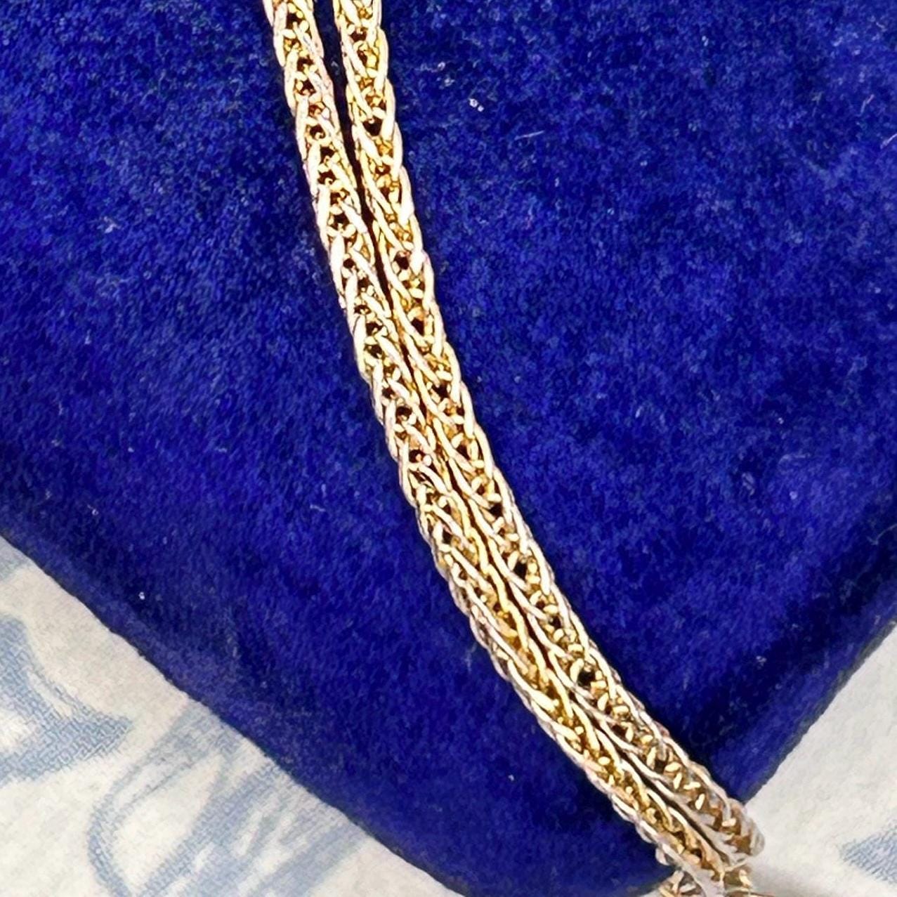Vintage 18ct Gold Puffy Heart Pendant with Two-Toned Foxtail Chain