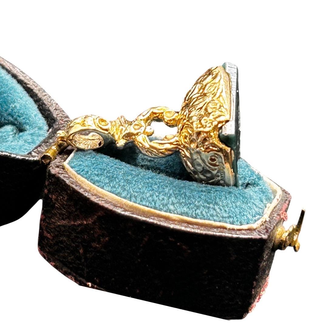 Early 20th Century 1920s “I Miss You” Lovers Fob 9ct Gold Pendant - Fob Antique Jewellery Intaglio