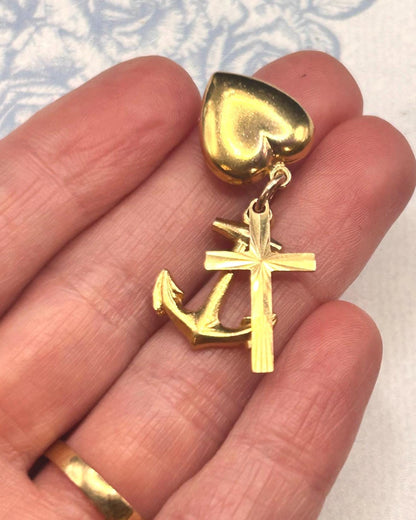 Vintage Georg Jensen 9ct Gold Faith, Hope & Charity Charm