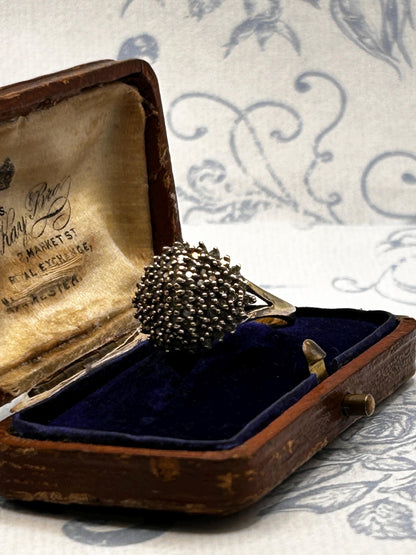 Vintage 9ct Gold Champaign Diamond Bomb Cluster Size N 1/2 - US 7 - Statement Jewelry