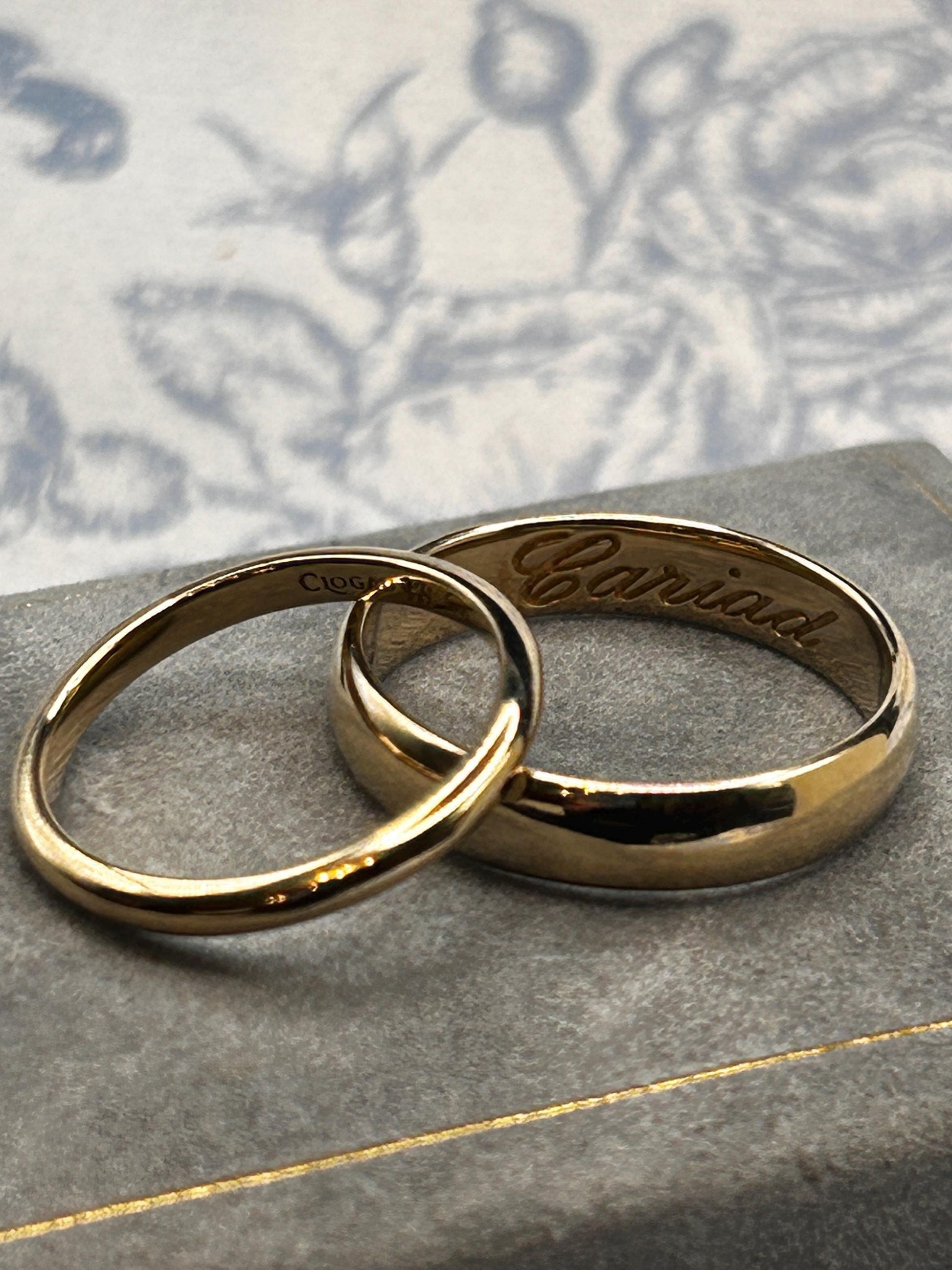 Clogau Cariad 9ct Gold Comfort Fit Wedding Band 2.3mm Slim D shape UK N US 7