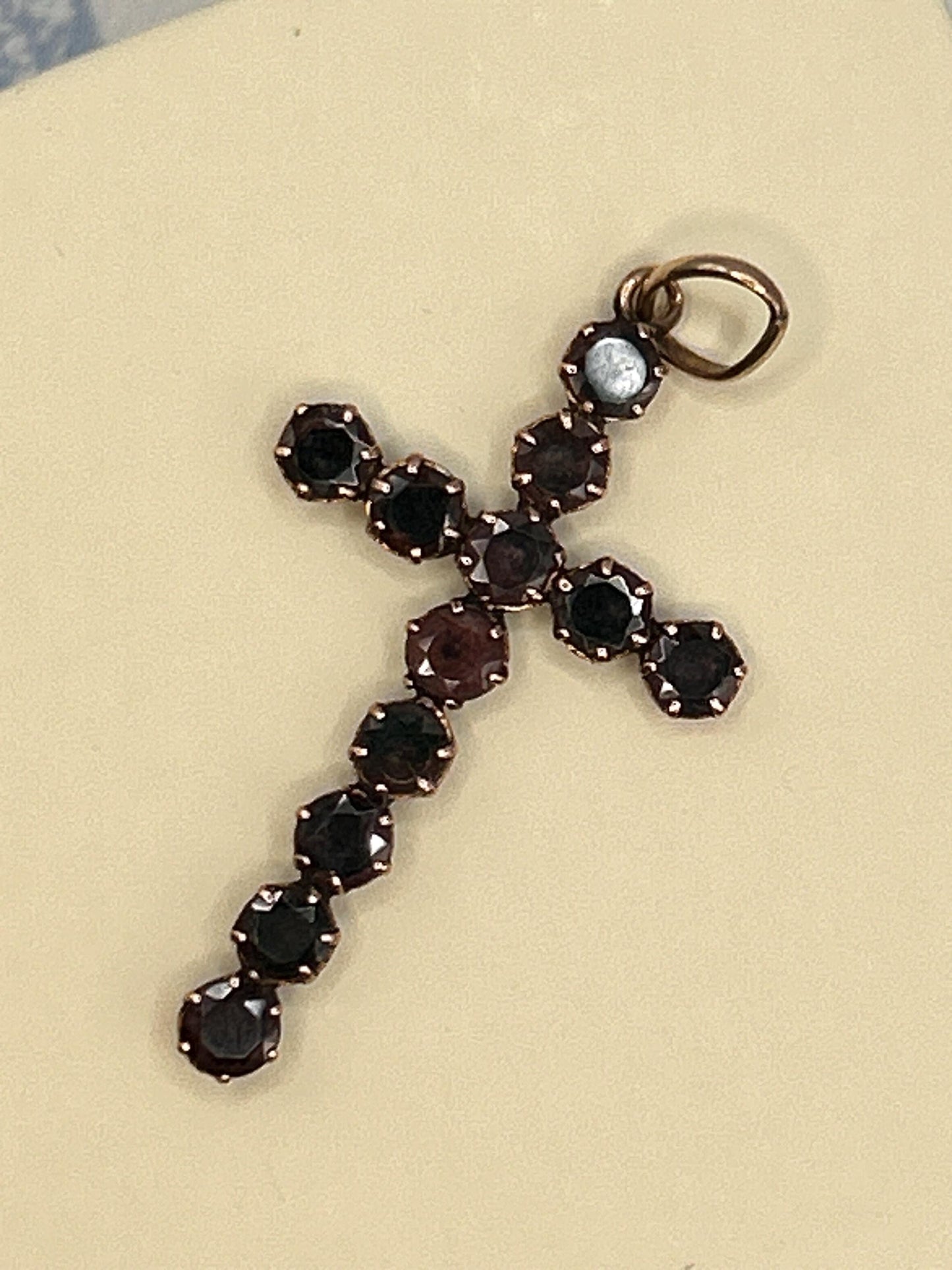 Antique - Georgian Garnet Cross 9ct Gold Hallmarked Crucifix Pendant - Christian Jewellery