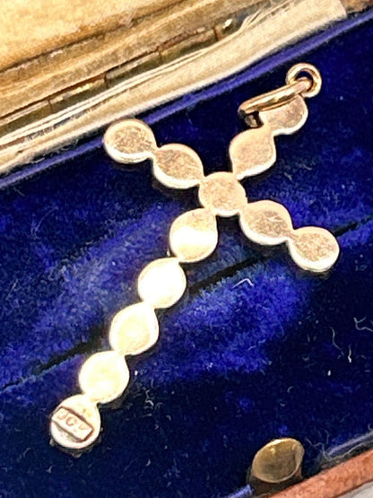 Antique - Georgian Garnet Cross 9ct Gold Hallmarked Crucifix Pendant - Christian Jewellery