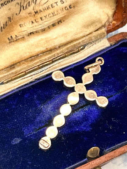 Antique - Georgian Garnet Cross 9ct Gold Hallmarked Crucifix Pendant - Christian Jewellery