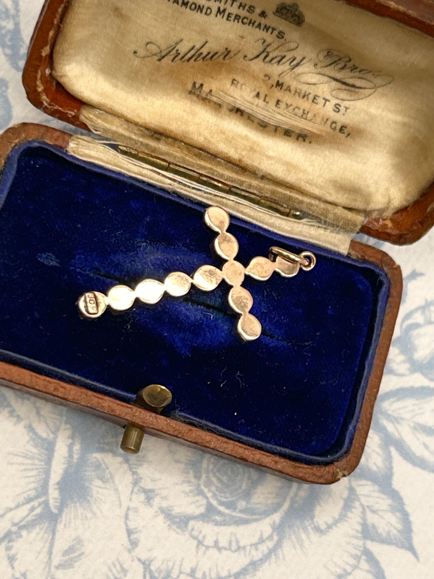 Antique - Georgian Garnet Cross 9ct Gold Hallmarked Crucifix Pendant - Christian Jewellery