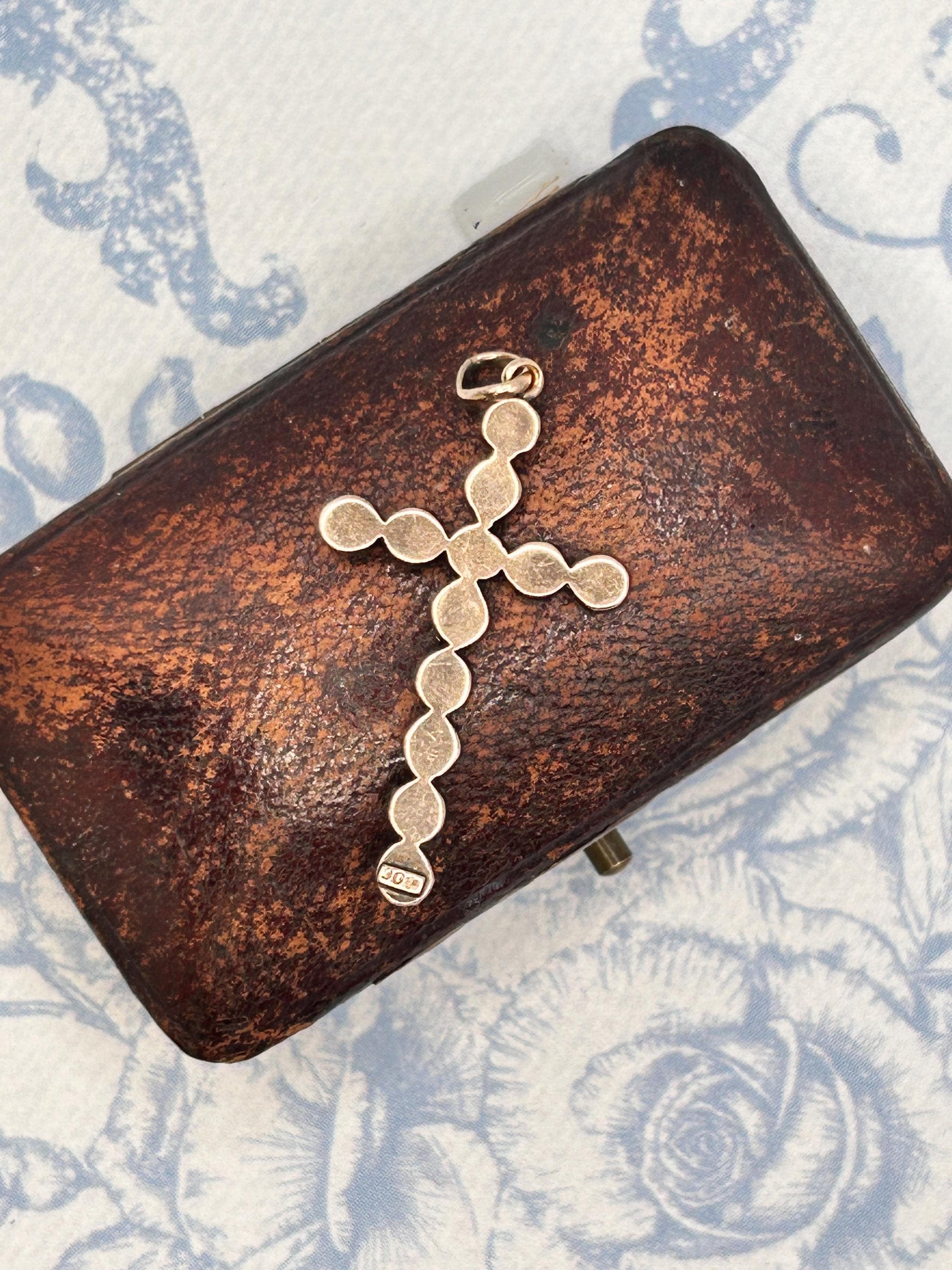 Antique - Georgian Garnet Cross 9ct Gold Hallmarked Crucifix Pendant - Christian Jewellery