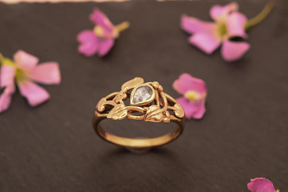 Vintage Clogau 9ct Gold Aquamarine Tree of Life Two Toned Ring Size O / 7.5