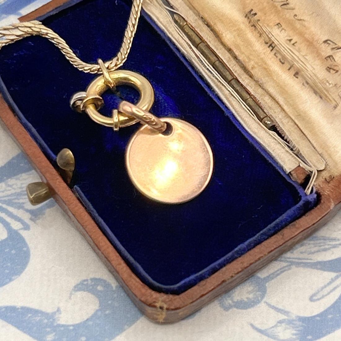 Links of London 18ct Gold Disk Charm Pendant - Rosy Gold Solid Heavy Charm
