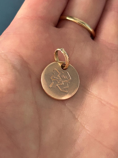 Links of London 18ct Gold Disk Charm Pendant - Rosy Gold Solid Heavy Charm