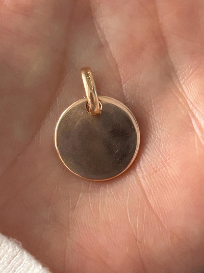 Links of London 18ct Gold Disk Charm Pendant - Rosy Gold Solid Heavy Charm
