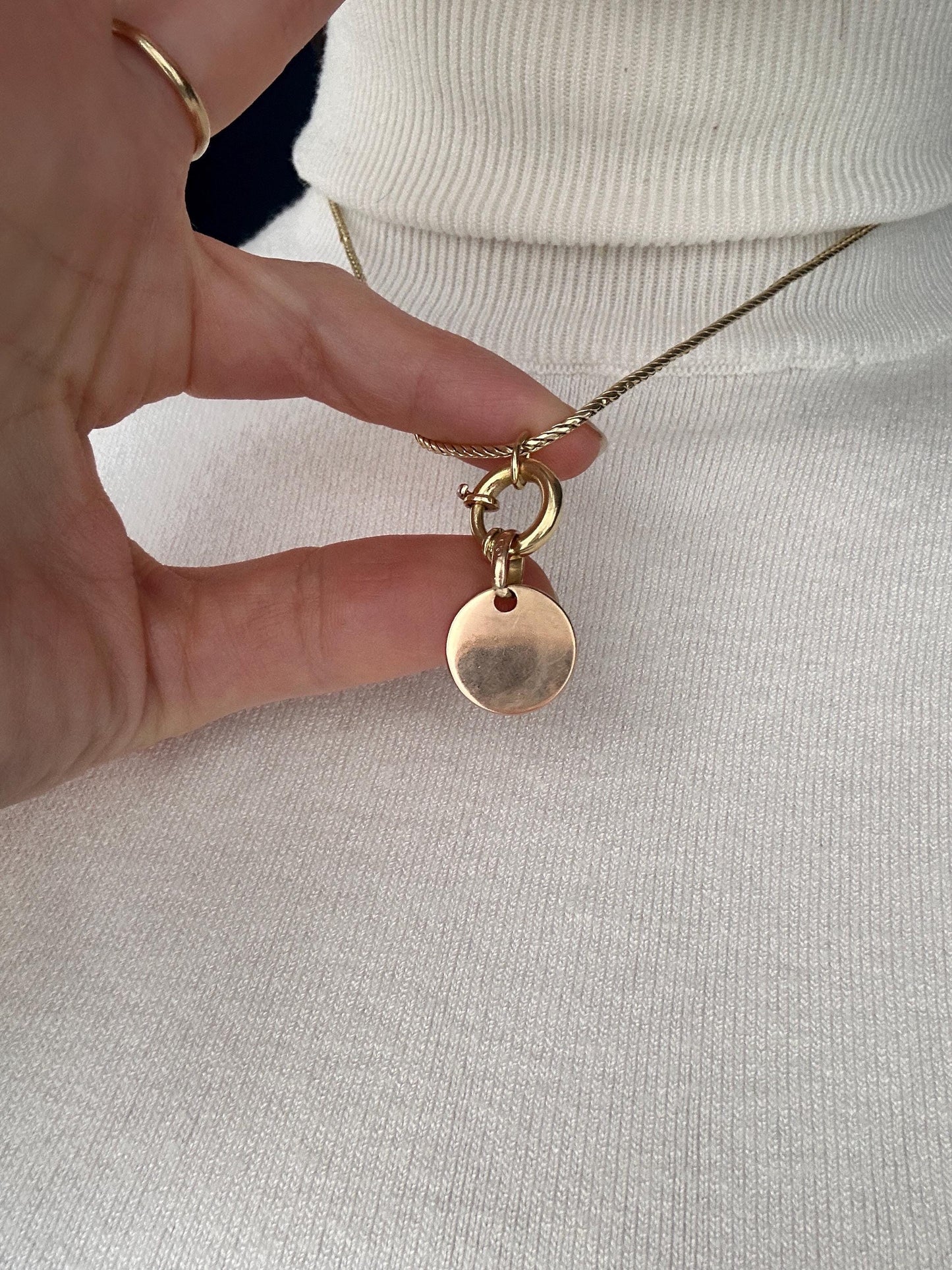 Links of London 18ct Gold Disk Charm Pendant - Rosy Gold Solid Heavy Charm