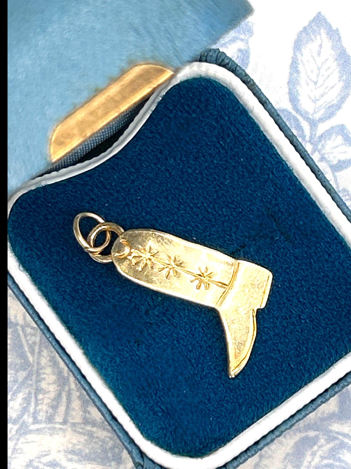 Vintage 14ct Gold Cowboy Boot Charm - Novelty 14k American Charm Mid Century