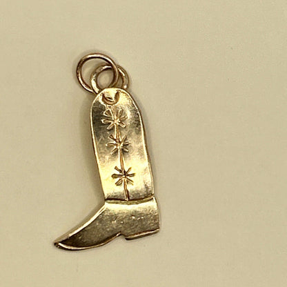 Vintage 14ct Gold Cowboy Boot Charm - Novelty 14k American Charm Mid Century