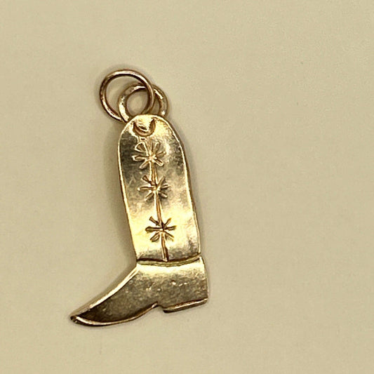 Vintage 14ct Gold Cowboy Boot Charm - Novelty 14k American Charm Mid Century