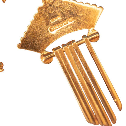 Vintage 1960s 9ct Yellow Gold Drop Earrings - Art Deco Style