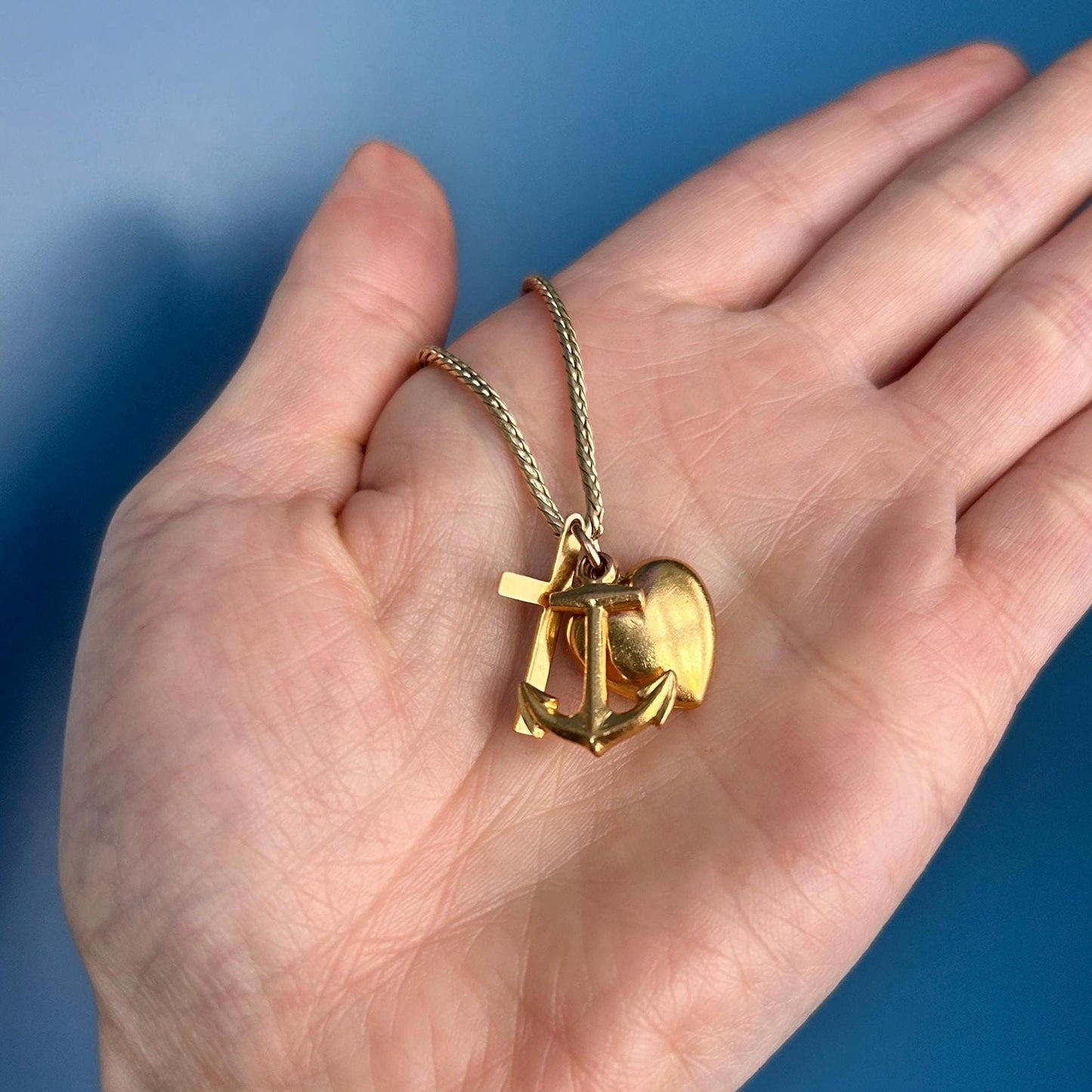 Vintage Georg Jensen 9ct Gold Faith, Hope & Charity Charm