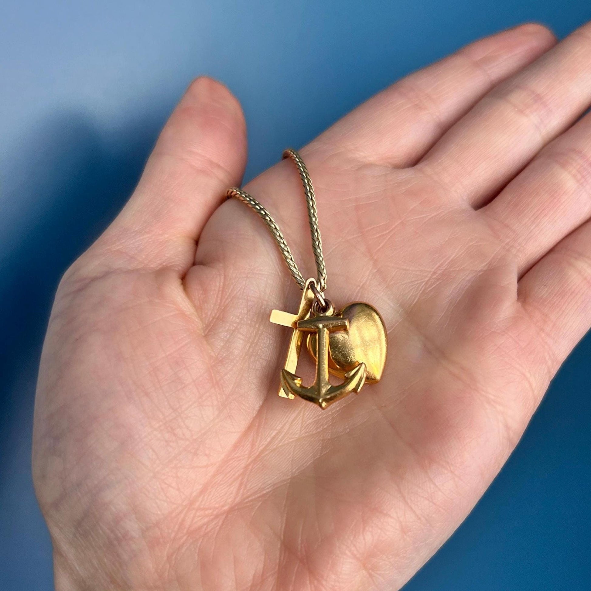 Vintage Georg Jensen 9ct Gold Faith, Hope & Charity Charm