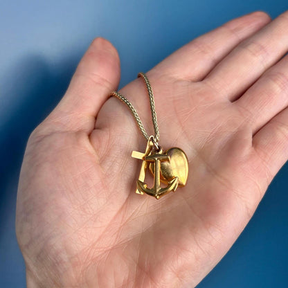 Vintage Georg Jensen 9ct Gold Faith, Hope & Charity Charm