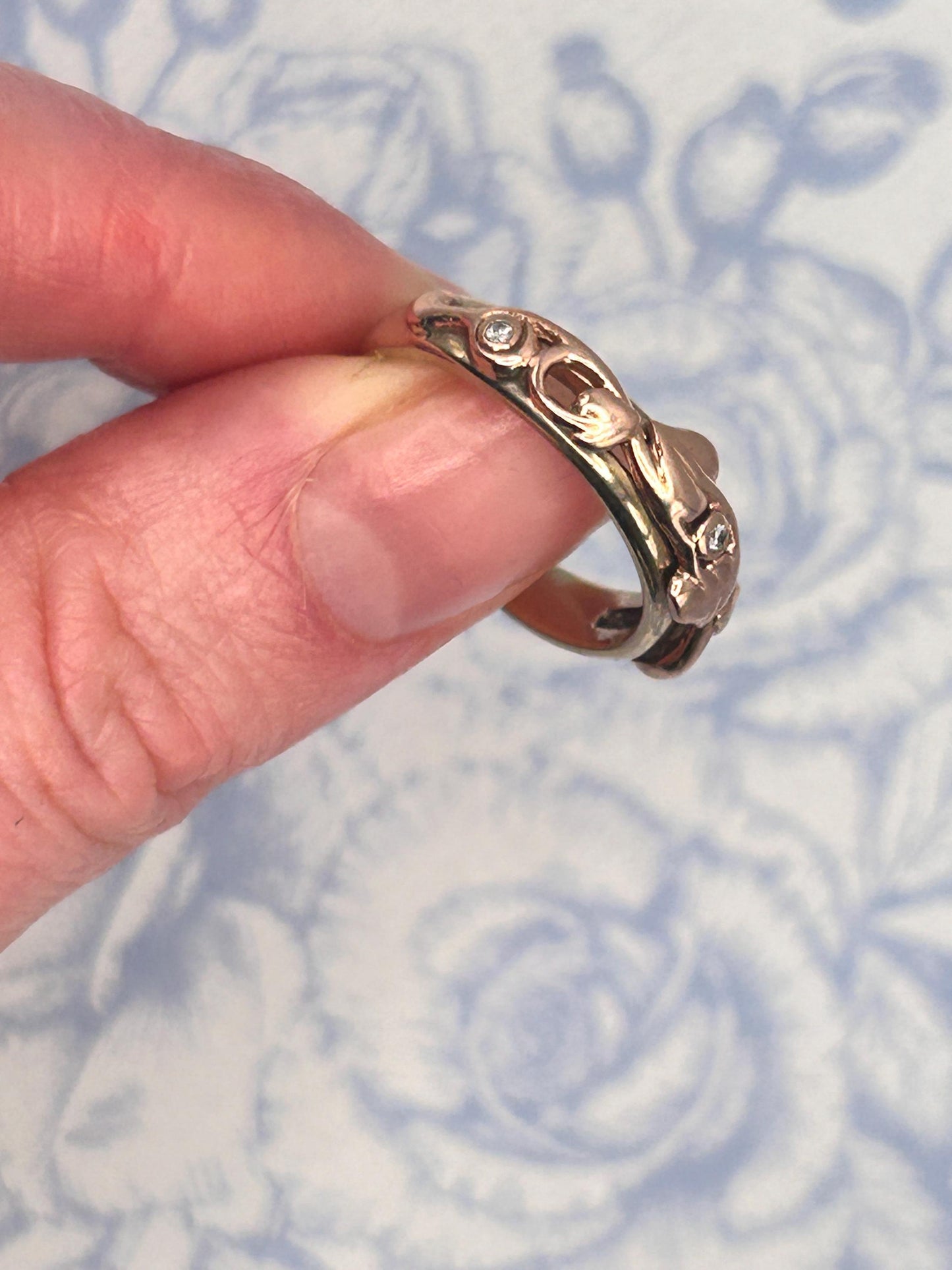 Clogau Tree of Life Band with Rose and Yellow Gold and Diamonds UK Size M 1/2 US: 6.5