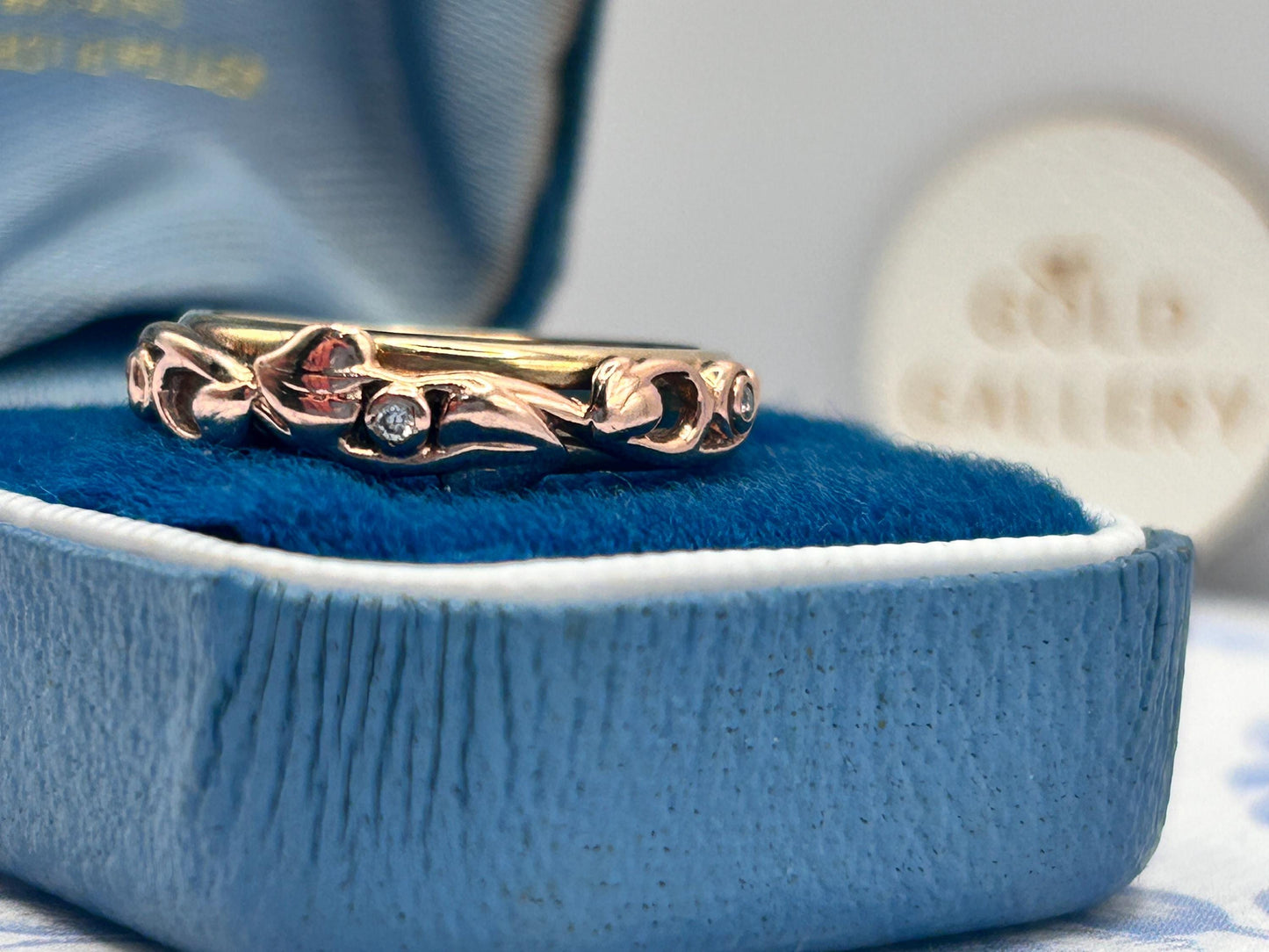 Vintage Clogau Tree of Life Band with Rose and Yellow Gold and Diamonds - Welsh Gold UK Size M 1/2 US: 6.5