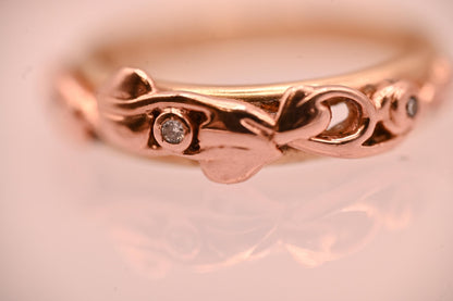 Clogau Tree of Life Band with Rose and Yellow Gold and Diamonds UK Size M 1/2 US: 6.5