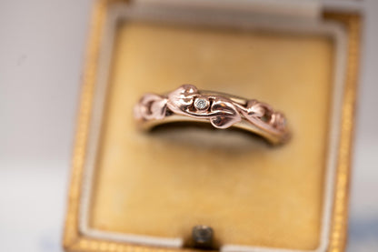 Clogau Tree of Life Band with Rose and Yellow Gold and Diamonds UK Size M 1/2 US: 6.5