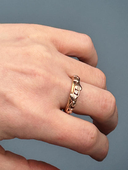 Clogau Tree of Life Band with Rose and Yellow Gold and Diamonds UK Size M 1/2 US: 6.5