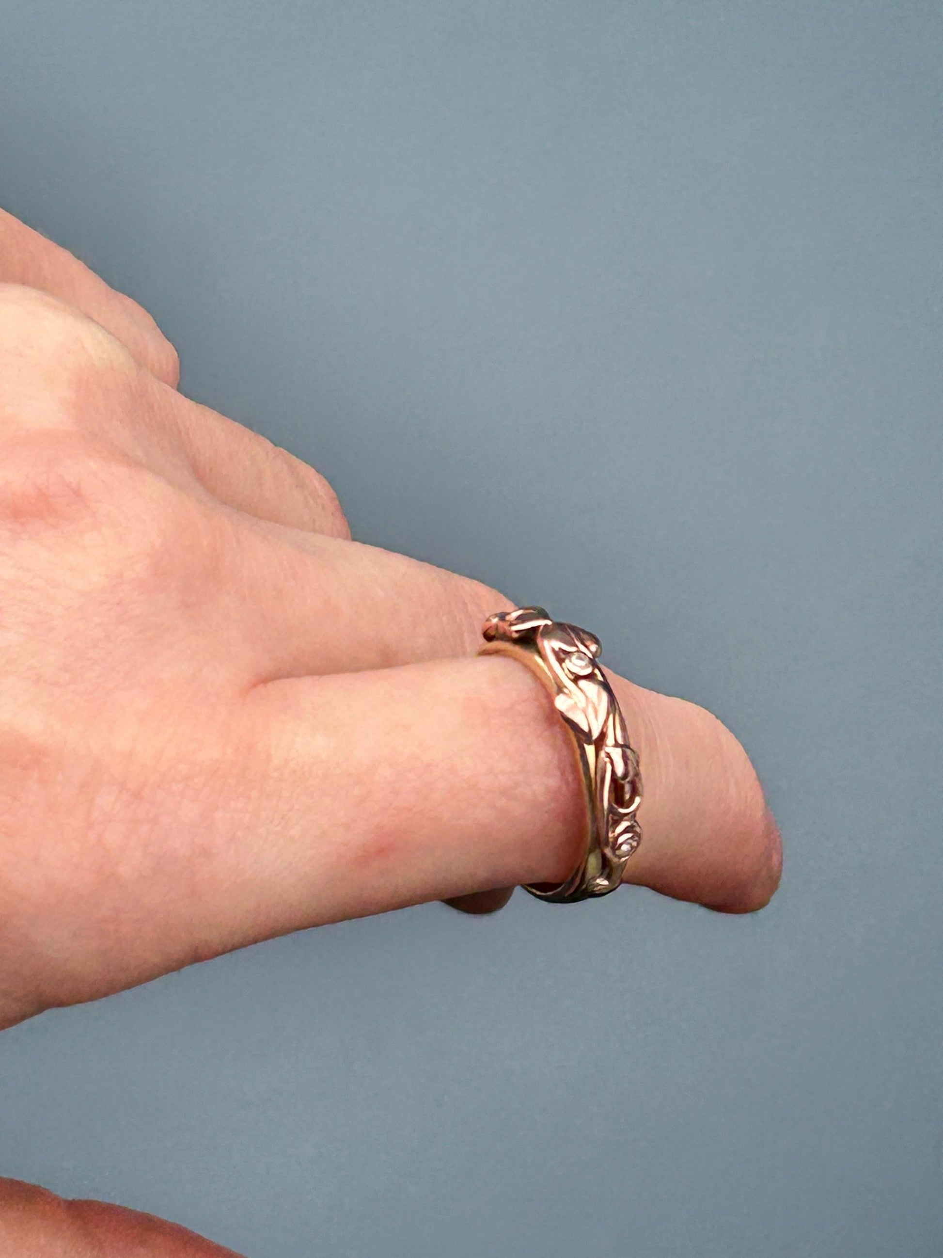 Clogau Tree of Life Band with Rose and Yellow Gold and Diamonds UK Size M 1/2 US: 6.5