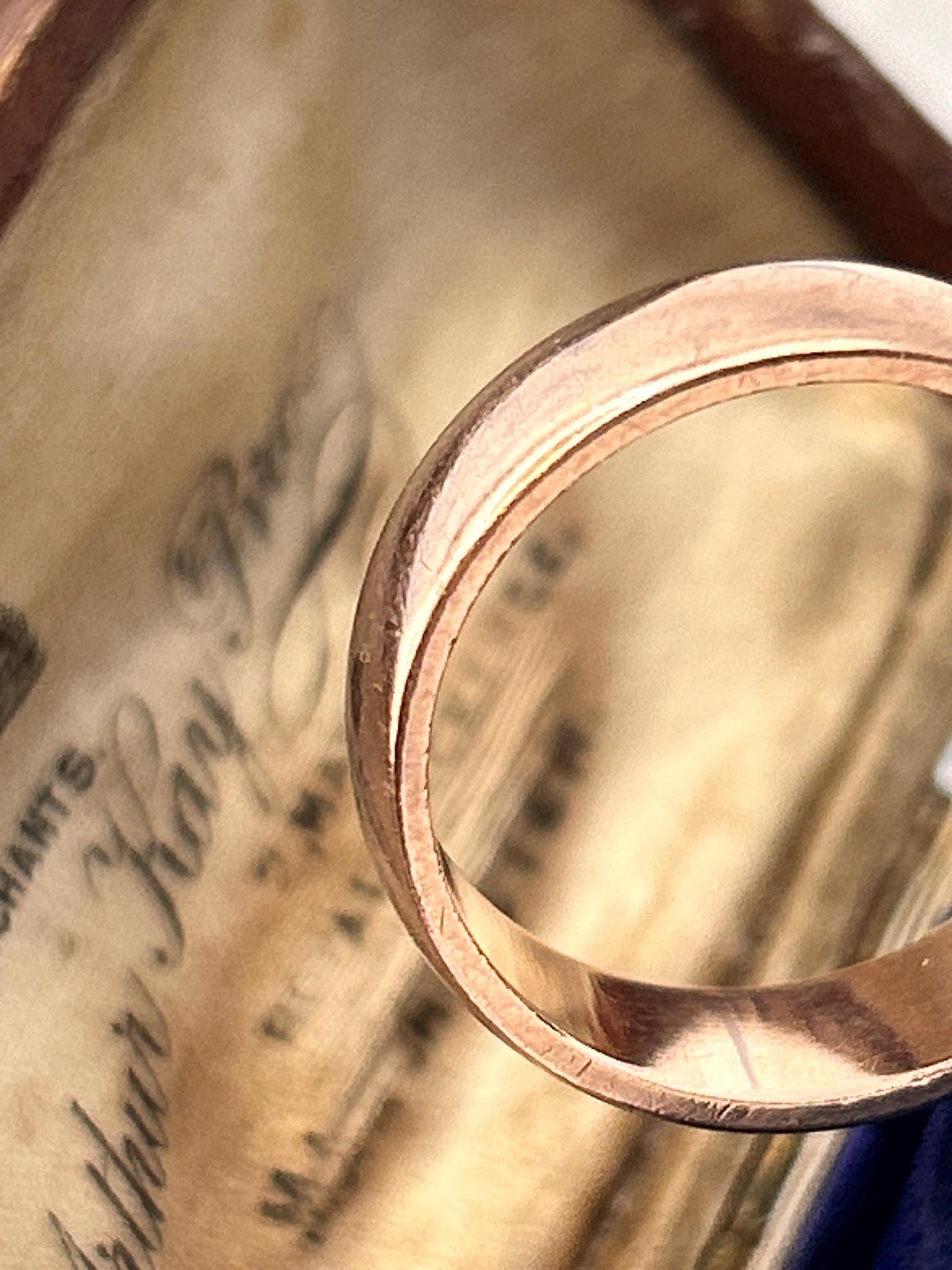 Edwardian Rose Gold 9ct Wide Wedding Band 7mm Wide / Antique Band England Old English Jewellery Size R - US 9