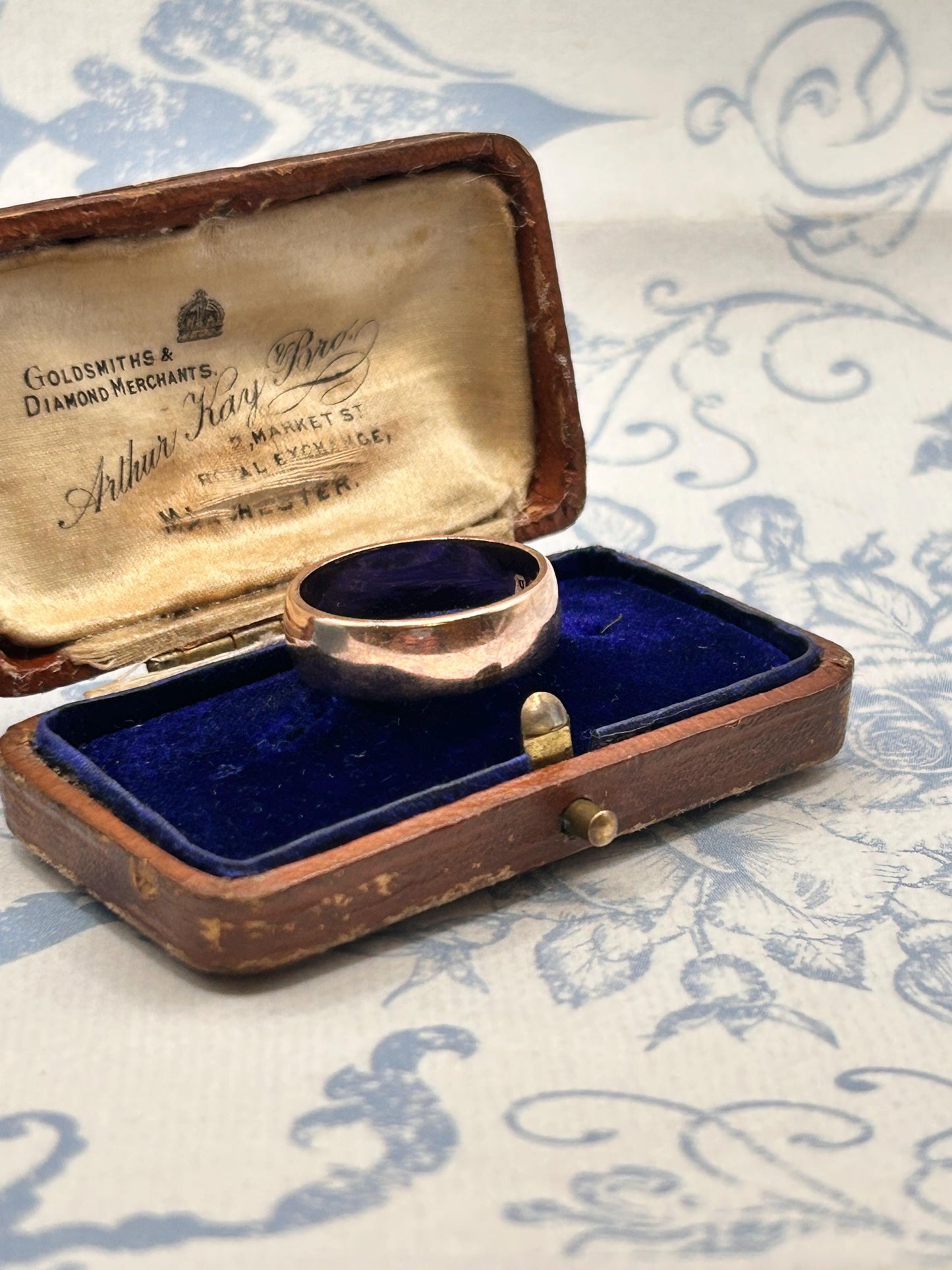 Edwardian Rose Gold 9ct Wide Wedding Band 7mm Wide / Antique Band England Old English Jewellery Size R - US 9