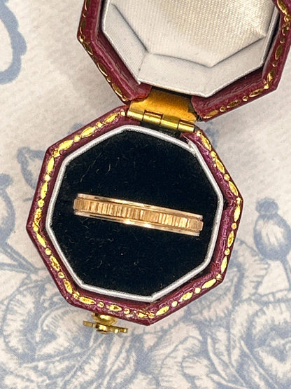 Vintage 1980s 9ct Etched Slim Wedding Band Ring Size L / 6