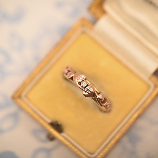 Vintage Clogau Tree of Life Band with Rose and Yellow Gold and Diamonds - Welsh Gold UK Size M 1/2 US: 6.5