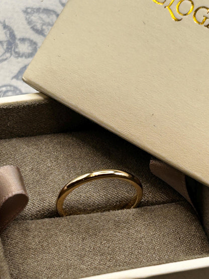 Clogau Cariad 9ct Gold Comfort Fit Wedding Band 2.3mm Slim D shape UK N US 7