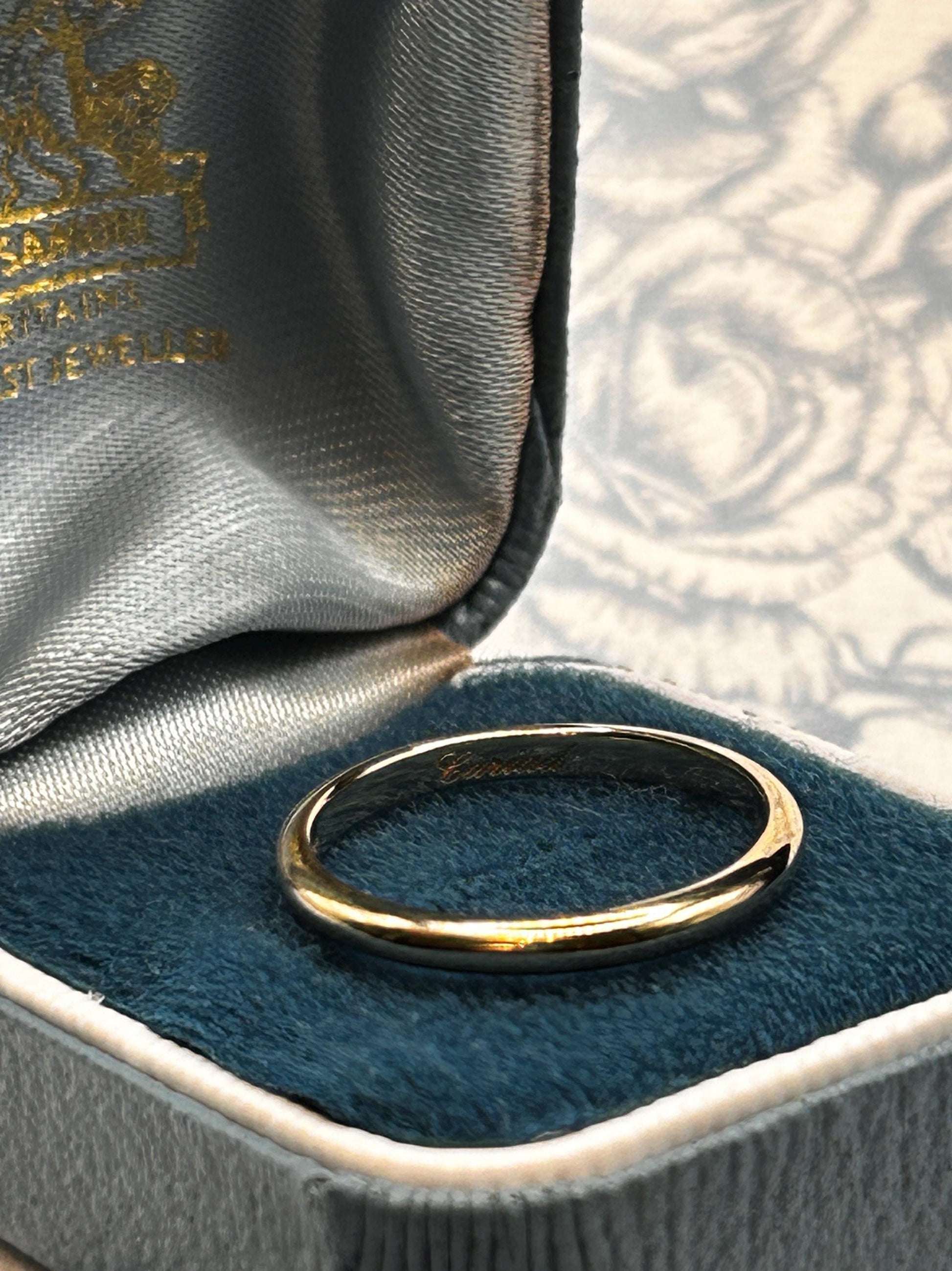 Clogau Cariad 9ct Gold Comfort Fit Wedding Band 2.3mm Slim D shape UK N US 7