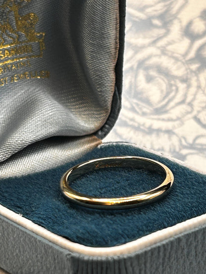 Clogau Cariad 9ct Gold Comfort Fit Wedding Band 2.3mm Slim D shape UK N US 7