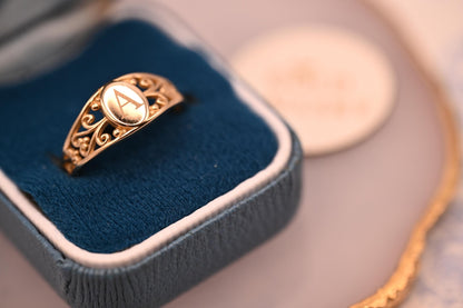 Vintage 14ct Gold Signet Ring Initial 'A' - Size N / US 7 Heirloom jewelry