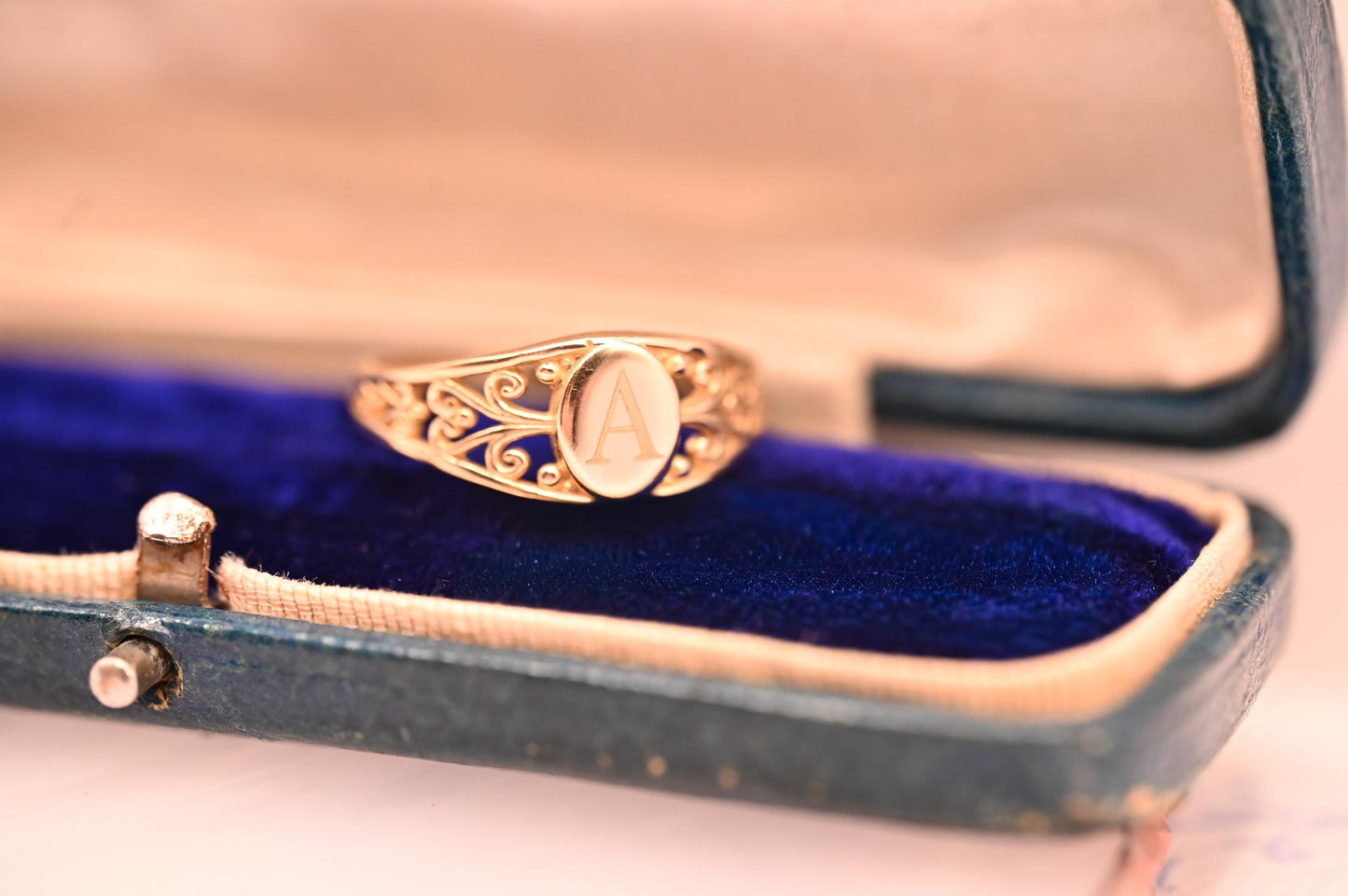 Vintage 14ct Gold Signet Ring Initial 'A' - Size N / US 7 Heirloom jewelry