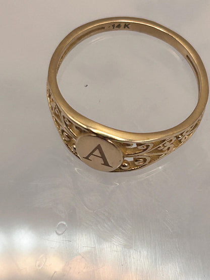 Vintage 14ct Gold Signet Ring Initial 'A' - Size N / US 7 Heirloom jewelry