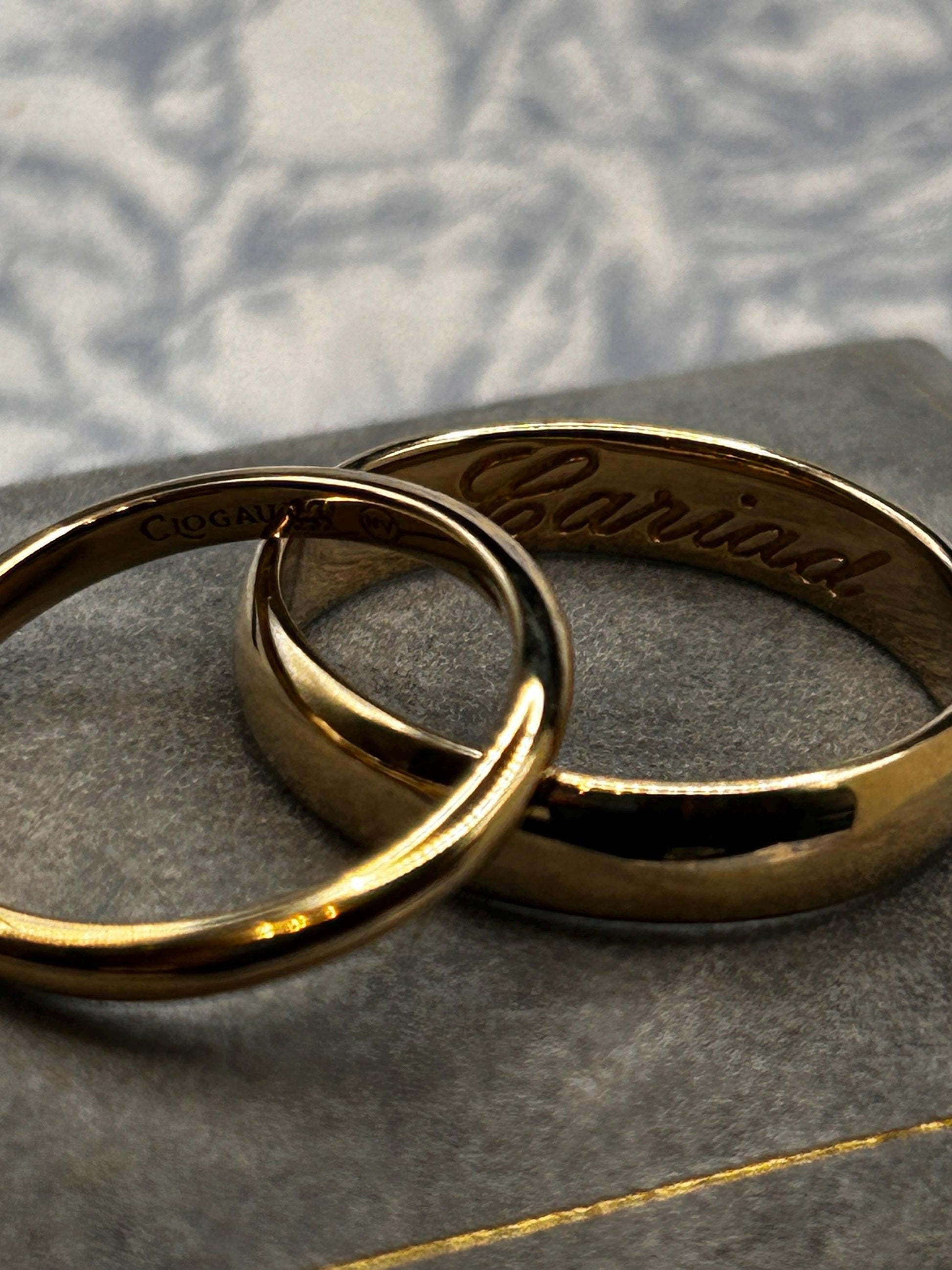 Pre-Loved Clogau Cariad 9ct Doughnut / Donut Gold Wedding Band 4.5mm Wide Size UK - S 1/2 / US- 9.5 Welsh Gold